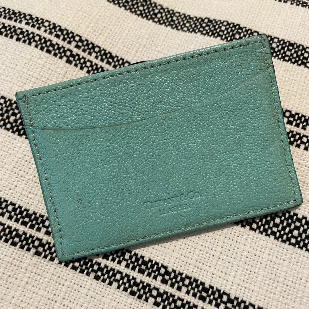 Tiffany brand “Tiffany blue” leather card case - 2.75” x 4”